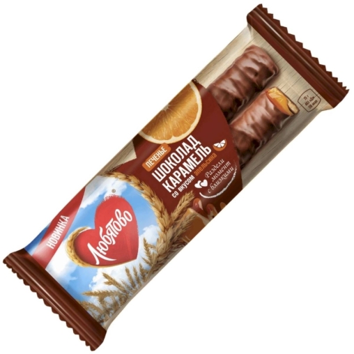 Любятово печенье сахарное Карамель со вкусом Апельсина с молочным шоколадом 50 г