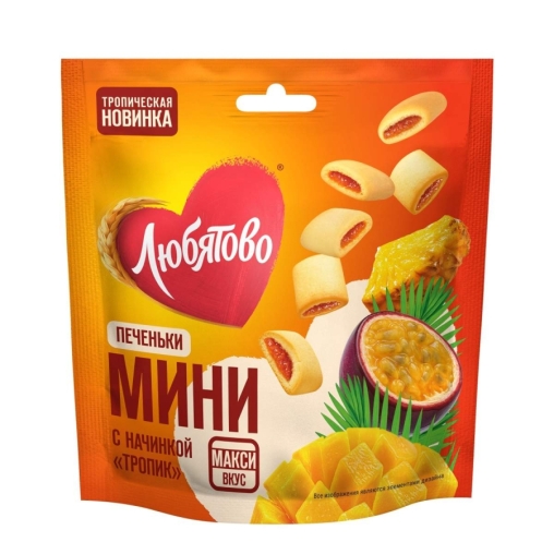 Любятово сдобное Печеньки мини с начинкой Тропик 79 г дой-пак