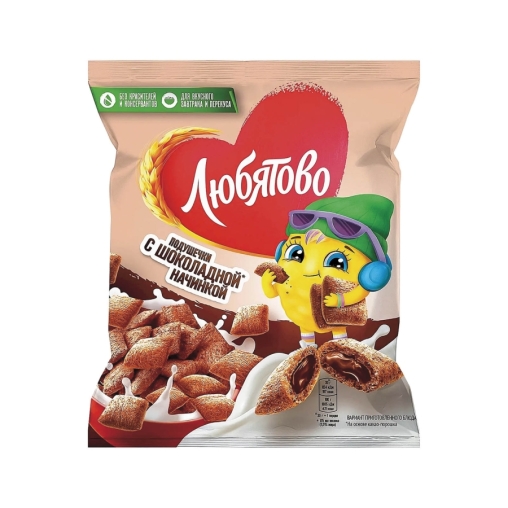 Подушечки злаковые Любятово с шоколадной начинкой 140 г