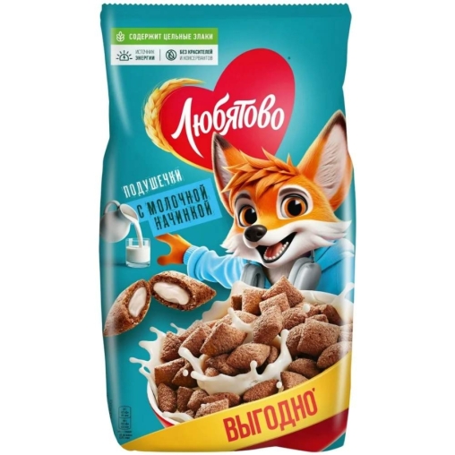 Подушечки злаковые Любятово с молочной начинкой 500 г
