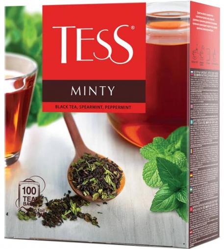 Чай Tess Minty черный листовой с мятой 100 пак. × 1,5 г