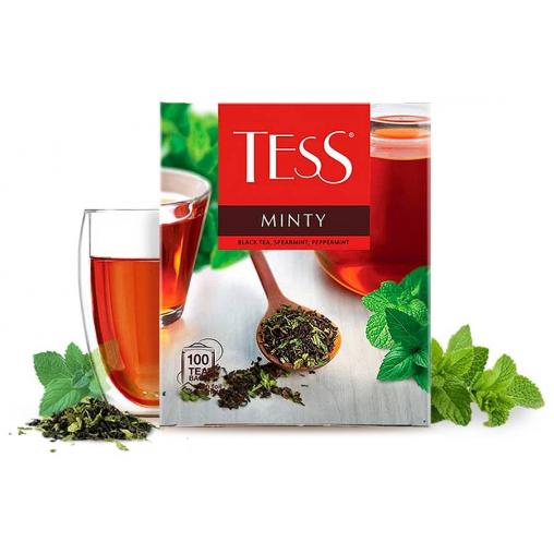 Чай Tess Minty черный листовой с мятой 100 пак. × 1,5 г