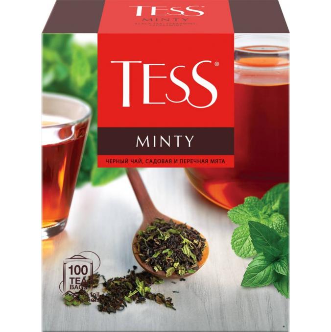 Чай Tess Minty черный листовой с мятой 100 пак. × 1,5 г