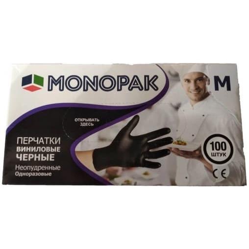 Перчатки смотровые ЧЕРНЫЕ неопудр. винил р. M 100 шт