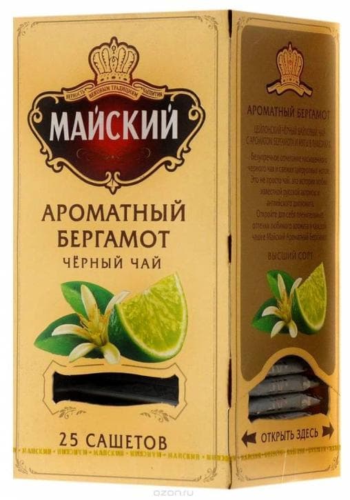 Чай черный Майский Ароматный Бергамот 25 саше × 2г