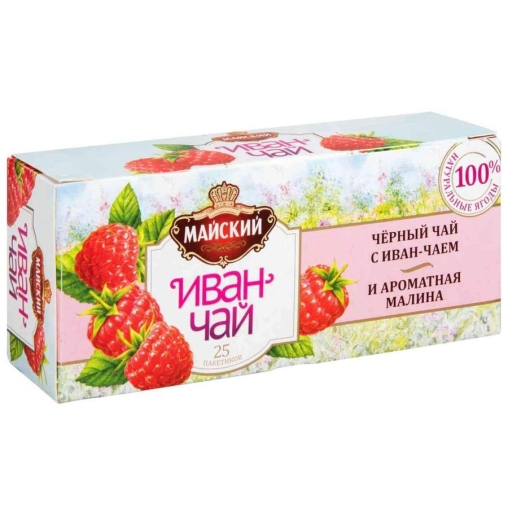 Майский Иван-чай с черным чаем и малиной 25 пак. × 1,5 г