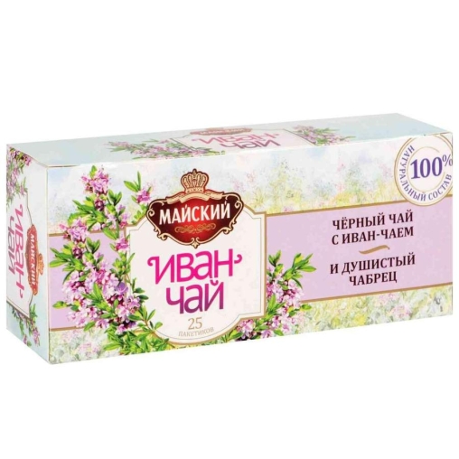 Майский Иван-чай с черным чаем и чабрецом 25 пак. × 1,5 г