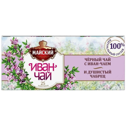 Майский Иван-чай с черным чаем и чабрецом 25 пак. × 1,5 г