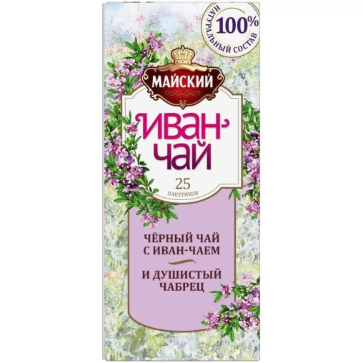 Майский Иван-чай с черным чаем и чабрецом 25 пак. × 1,5 г