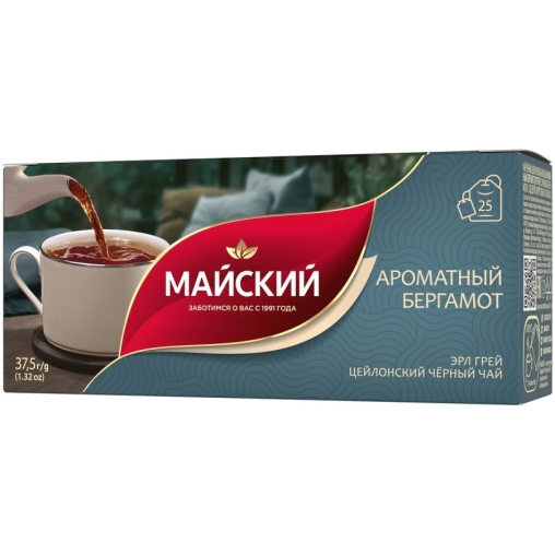 Чай черный Майский Ароматный Бергамот 25 пак. × 1.5 г