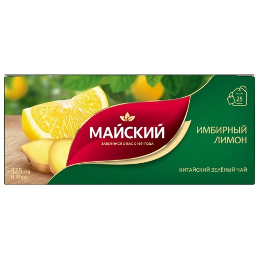 Чай Майский зеленый Имбирный лимон 25 пак. × 1.5 г