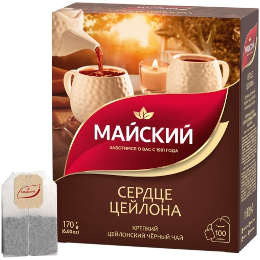 Чай черный Майский Сердце Цейлона 100 пак. × 1.7 г