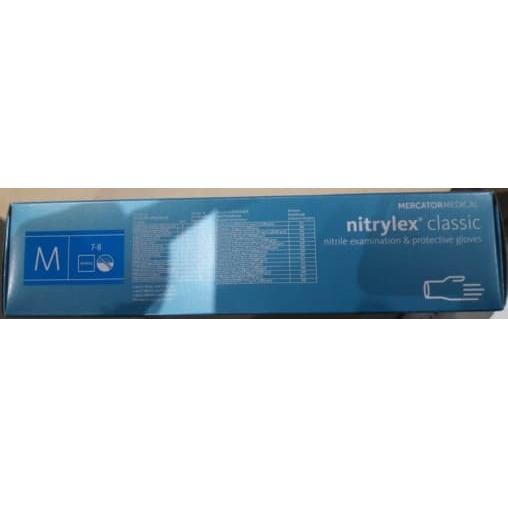 Перчатки Mercator Nitrylex classic смотровые неопудренные нитрил р. M 100 шт.