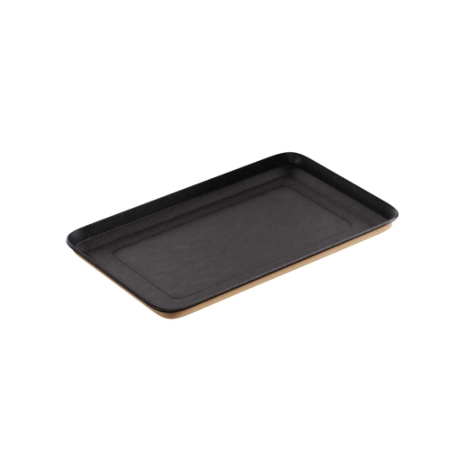 Лоток пищевой OnePlatter Черный/ Крафт 225×135×12 мм для фасовки Лоток пищевой OnePlatter Черный/ Крафт 225×135×12 мм для фасовки