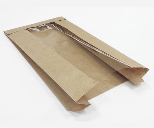 Пакет бумажный с окном 140(60)×60×250 мм Крафт