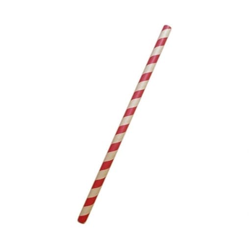 Бумажные трубочки Леденец крафт-красная полоска 200мм d=8мм 150 шт