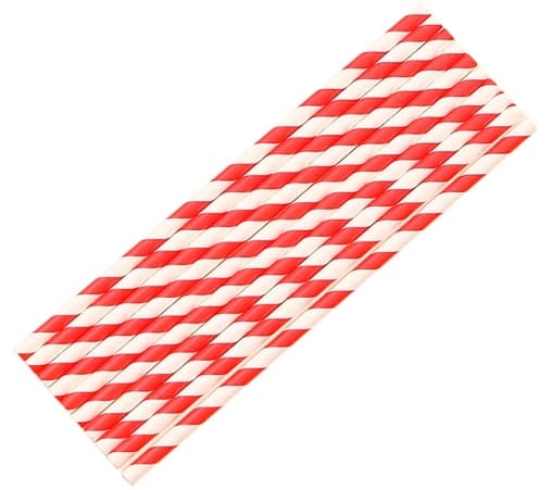Бумажные трубочки Леденец бело-красная полоска 200 мм d=6 мм