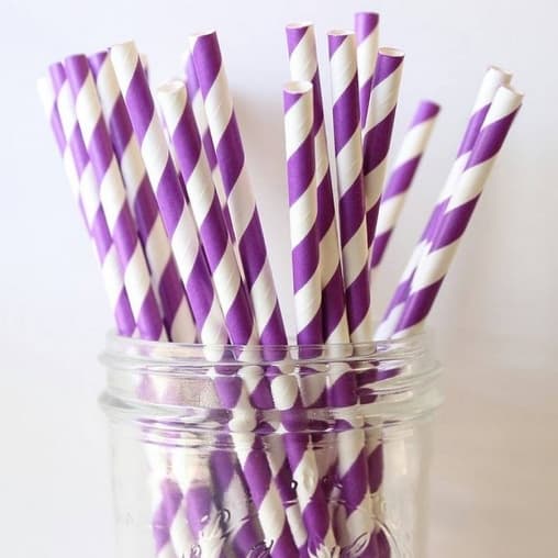 Бумажные трубочки Фуксия бело-фиолетовая полоска 200 мм d=6 мм