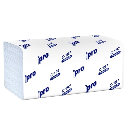Полотенца бумажные PROtissue Premium С197 2-слойные листовые 22×21 см V-сложение 200 листов