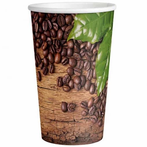 Бумажный стакан Кофейные зерна МИКС d=90 400 мл