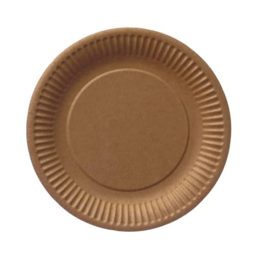 Тарелка бумажная Snack Plate крафт/ белая ламинированная d=180 мм