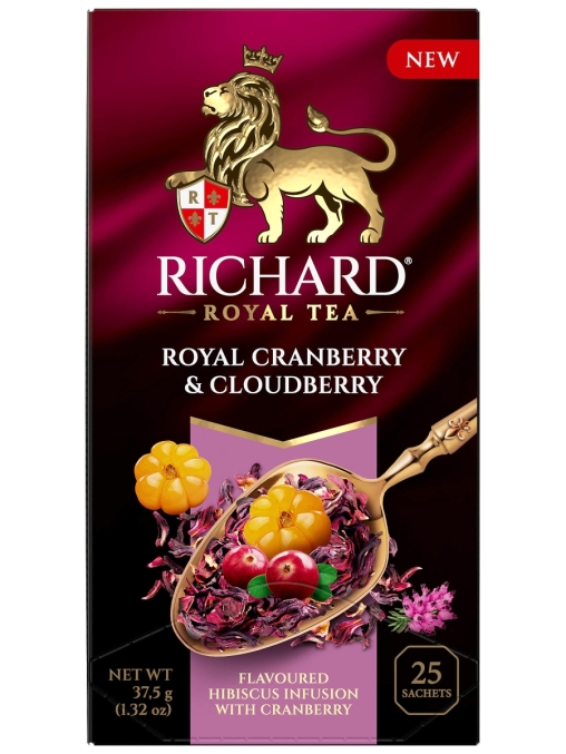 Чай Richard Royal CRANBERRY & CLOUDBERRY цветочный ароматизированный 25 саше × 1.5 г