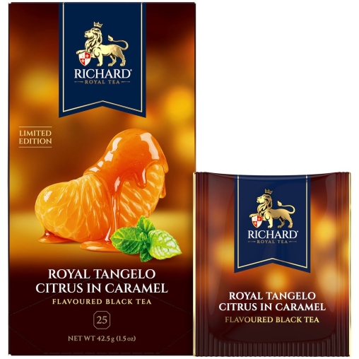 Чай Richard limited edition Royal TANGELO CITRUS IN CARAMEL чёрный ароматизированный 25 саше × 1.7 г