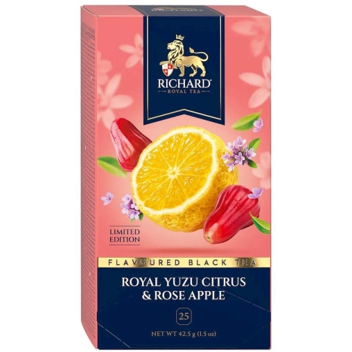 Чай Richard Royal YUZU CITRUS & ROSE APPLE чёрный ароматизированный 25 саше × 1.7 г