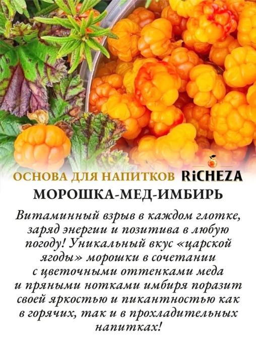 Основа для напитков RiCHEZA Морошка Мед Имбирь стекло 1000 мл