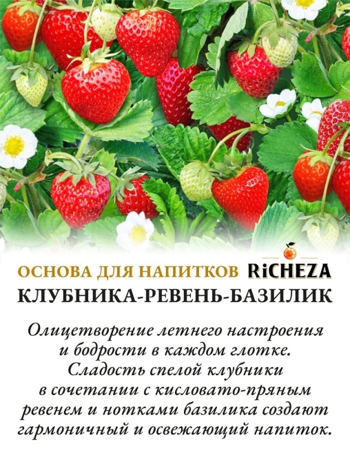 Основа для напитков RiCHEZA Клубника Ревень Базилик стекло 1000 мл