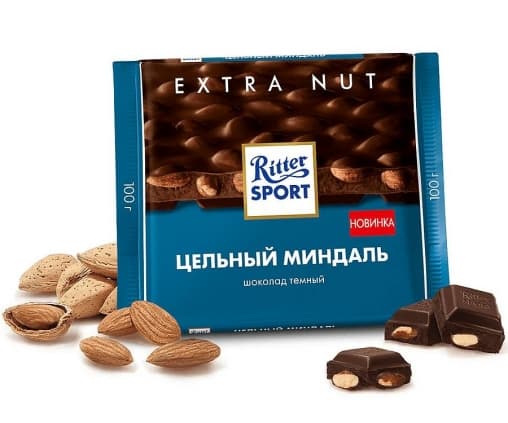 Шоколад Ritter Sport темный с цельным миндалем 100 г