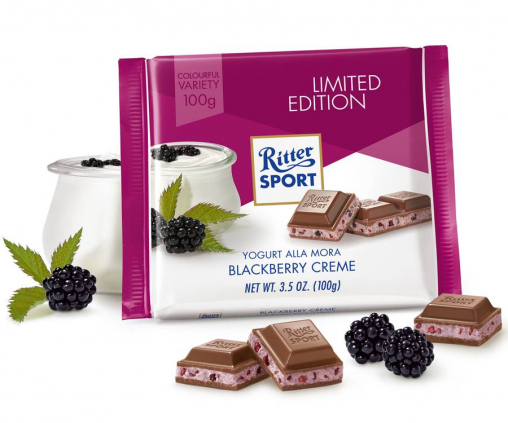 Шоколад Ritter Sport молочный Ежевика и Йогурт 100 г