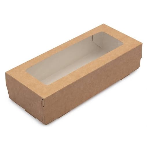 Selfbox с откидной крышкой с окошком картон Крафт 500 мл 170×70×40 мм
