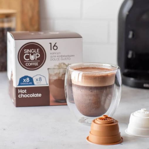 Капсулы Single Cup для Dolce Gusto HOT CHOCOLATE 8+8 шт.