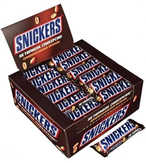 Батончик шоколадный Сникерс Snickers 50,5г коробка 48 шт.