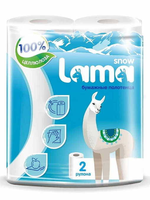 Полотенца бум. 2-слойные Snow Lama 2 рулона