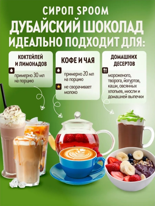 Сироп Spoom Dubai Chocolate Дубайский шоколад стекло 1000 мл