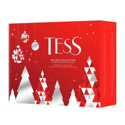 Набор чая TESS Exclusive Tea Bag Collection 12 видов 48 саше 81 г Новогодний дизайн