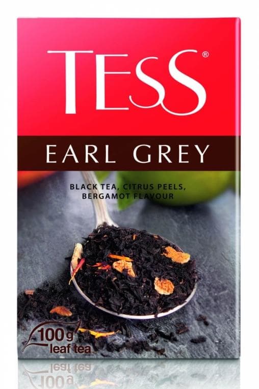 Чай TESS Earl Grey черный листовой с ароматом бергамота 100г