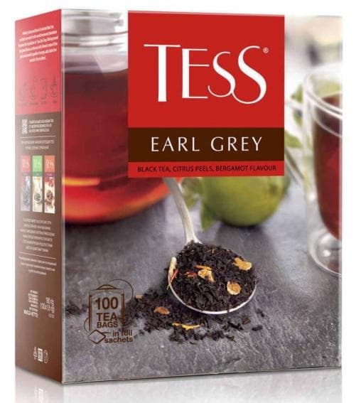 Чай черный TESS Earl Grey с ароматом бергамота 100 пак. × 1,6 г