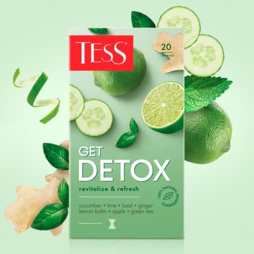 Чай зелёный TESS Get Detox с добавками 20 пак. × 1,5 г