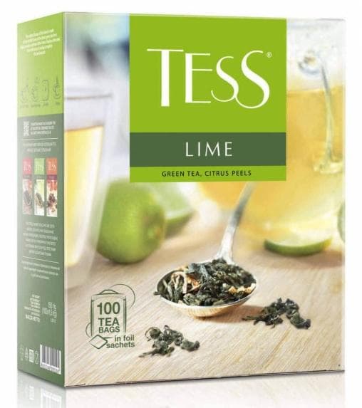 Чай зелёный TESS Lime листовой с добавками 100 пак. × 1,5 г