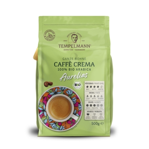 Кофе в зернах Tempelmann Caffe Crema AURELIAS BIO 500 г