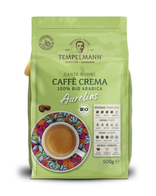 Кофе в зернах Tempelmann Caffe Crema AURELIAS BIO 500 г