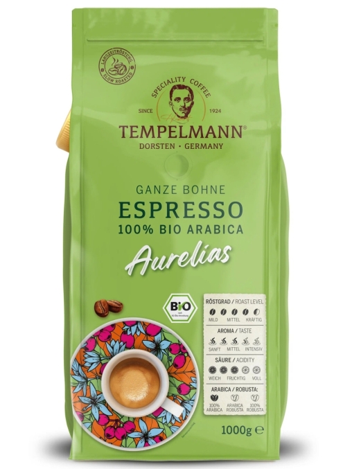 Кофе в зернах Tempelmann Espresso AURELIAS BIO 1000 г
