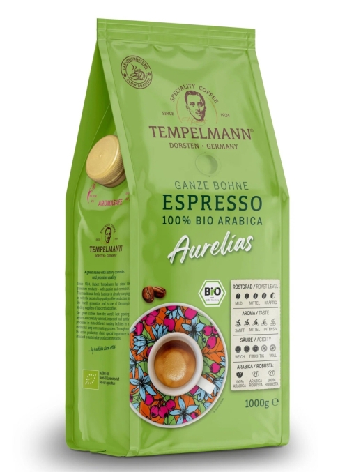 Кофе в зернах Tempelmann Espresso AURELIAS BIO 1000 г