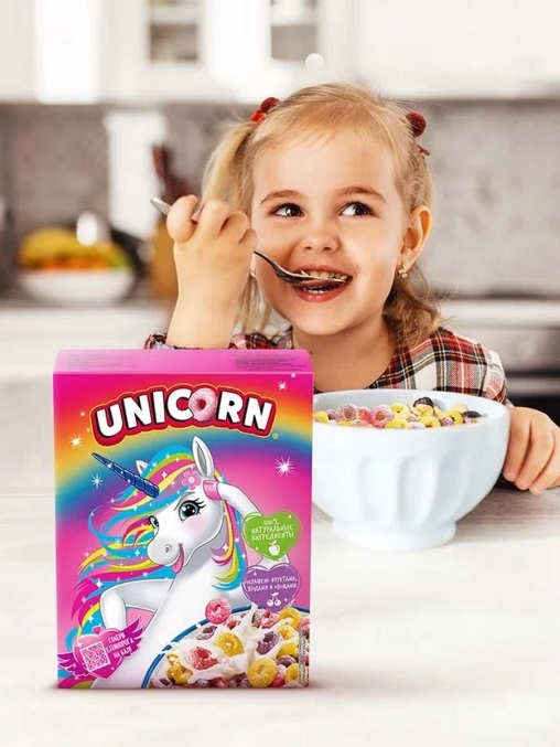 Готовый завтрак UNICORN Радужные колечки с фруктовым вкусом 195 г