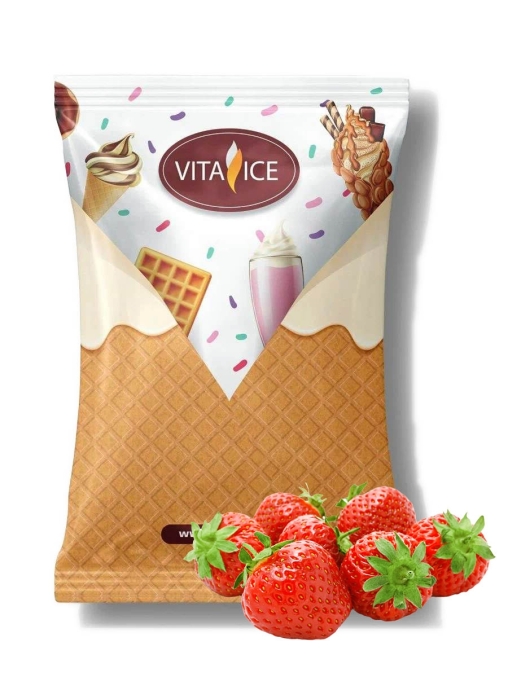 Сухая смесь VITA ICE Премиум КЛУБНИКА для молочных коктейлей и мягкого мороженого 1000 г