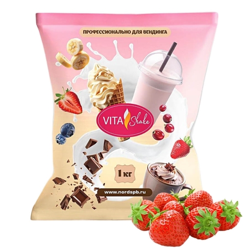 Сухая смесь VITA Shake Премиум КЛУБНИКА для молочных коктейлей 1000 г