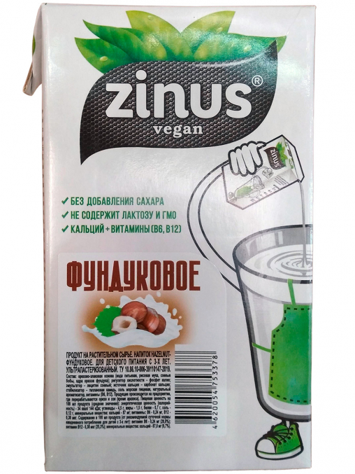 Напиток Zinus Vegan на растительном сырье Фундуковое 1000 мл